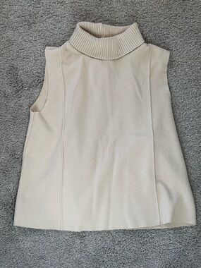Zara Ribbed Sleeveless Knit Top in Beige